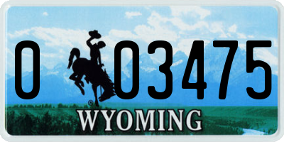 WY license plate 003475