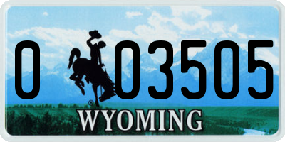 WY license plate 003505