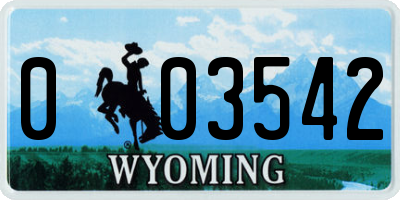 WY license plate 003542