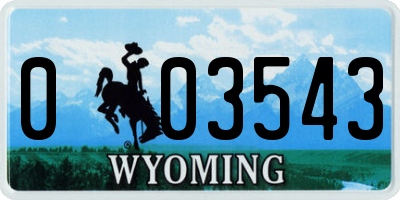 WY license plate 003543