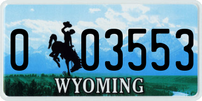 WY license plate 003553
