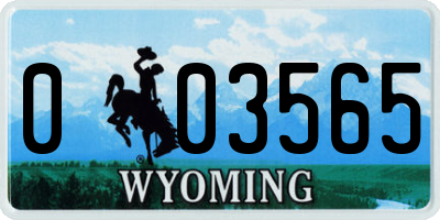 WY license plate 003565