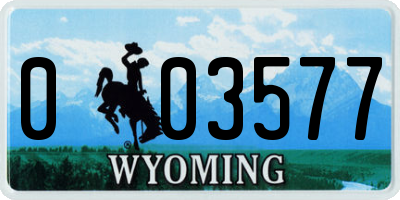 WY license plate 003577