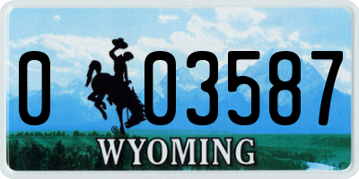 WY license plate 003587