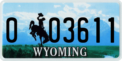 WY license plate 003611