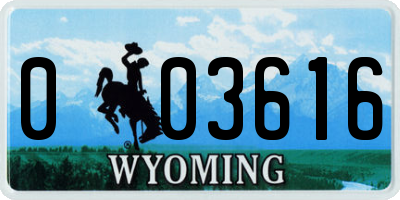 WY license plate 003616