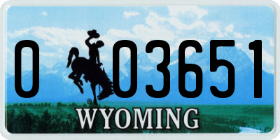 WY license plate 003651