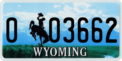 WY license plate 003662