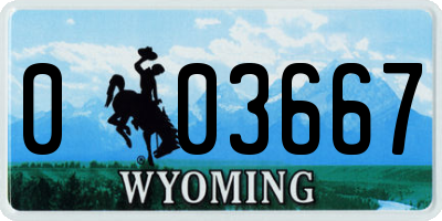 WY license plate 003667