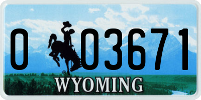 WY license plate 003671