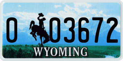 WY license plate 003672