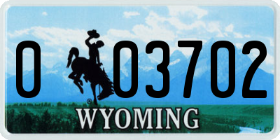 WY license plate 003702