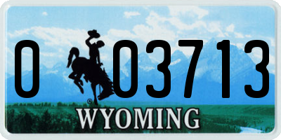 WY license plate 003713