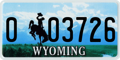 WY license plate 003726