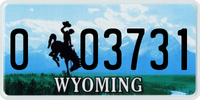 WY license plate 003731