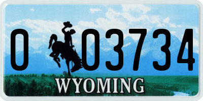 WY license plate 003734