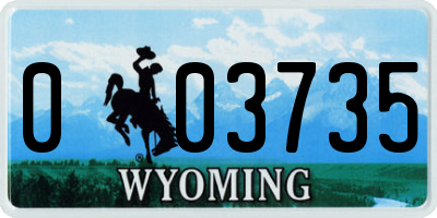 WY license plate 003735