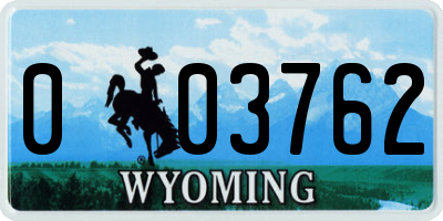 WY license plate 003762