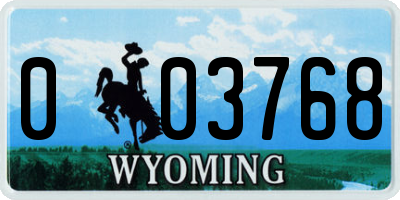 WY license plate 003768