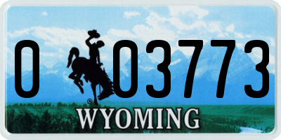WY license plate 003773