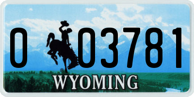 WY license plate 003781