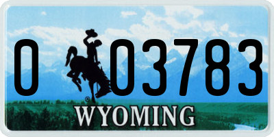 WY license plate 003783