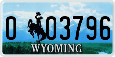 WY license plate 003796