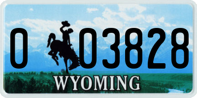 WY license plate 003828