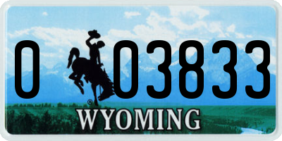 WY license plate 003833