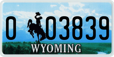WY license plate 003839