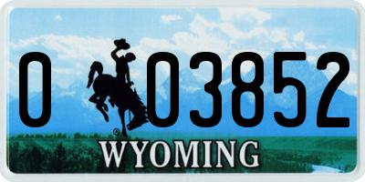 WY license plate 003852