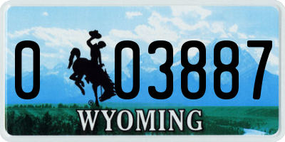 WY license plate 003887