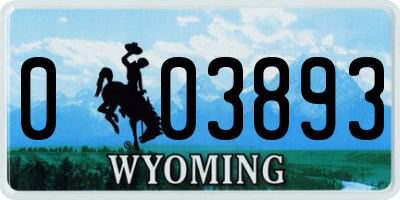 WY license plate 003893