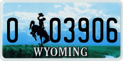 WY license plate 003906