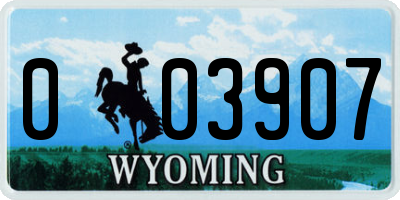 WY license plate 003907