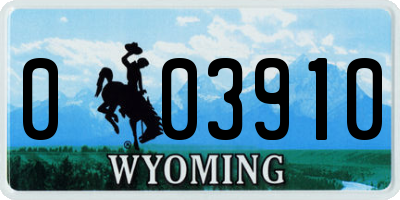 WY license plate 003910