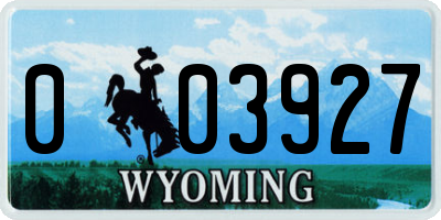 WY license plate 003927