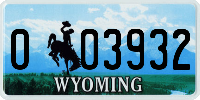 WY license plate 003932