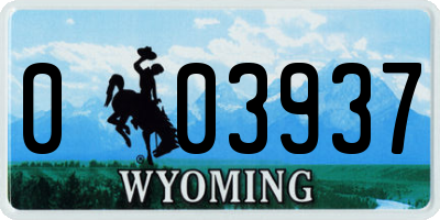 WY license plate 003937