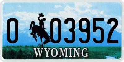 WY license plate 003952