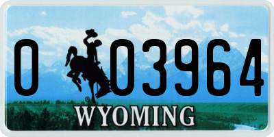 WY license plate 003964