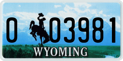 WY license plate 003981