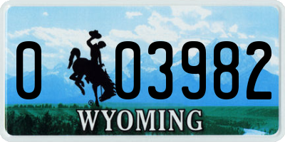 WY license plate 003982