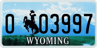 WY license plate 003997