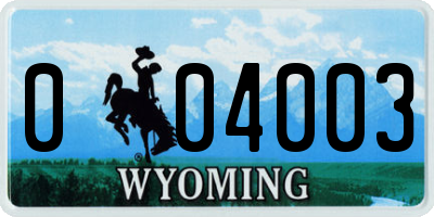 WY license plate 004003