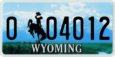 WY license plate 004012