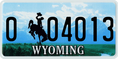 WY license plate 004013