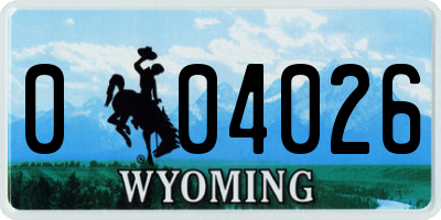 WY license plate 004026