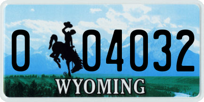WY license plate 004032