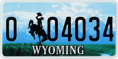 WY license plate 004034